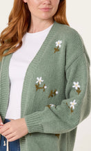 Load image into Gallery viewer, Embroidered Mini Daisy Cardigan - Sage Green