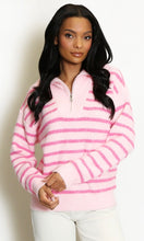 Load image into Gallery viewer, Pink Half Zip Striped Jumper