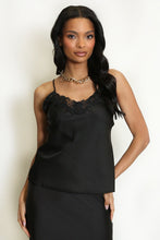 Load image into Gallery viewer, Black Satin Lace Cami