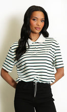 Load image into Gallery viewer, Black Striped Cropped Polo Top