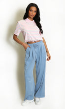 Load image into Gallery viewer, Pink Striped Cropped Polo Top