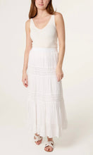 Load image into Gallery viewer, White Crochet Tiered Maxi Skirt