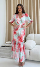 Load image into Gallery viewer, Rhoda Wrap Front Puff Sleeve Tiered Maxi Dress