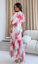 Load image into Gallery viewer, Rhoda Wrap Front Puff Sleeve Tiered Maxi Dress