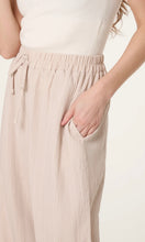 Load image into Gallery viewer, Cream Crinkle Tie Waist Wide Leg Trouser