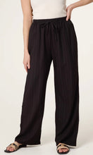 Load image into Gallery viewer, Black Crinkle Tie Waist Wide Leg Trouser