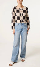 Load image into Gallery viewer, Black and Cream Crochet Patchwork Cardigan
