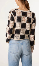 Load image into Gallery viewer, Black and Cream Crochet Patchwork Cardigan