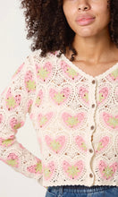 Load image into Gallery viewer, Pink Heart Beaded Crochet Cardigan