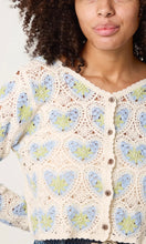 Load image into Gallery viewer, Blue Heart Beaded Crochet Cardigan