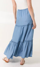 Load image into Gallery viewer, DENIM BEADED TIERED MAXI SKIRT