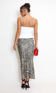 Leopard Print Bias Cut Midi Skirt