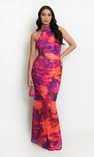 Load image into Gallery viewer, Pink Water Colour Halter Neck Maxi Dress