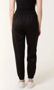 BLACK LEOPARD BOW CUFFED JOGGERS