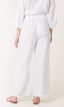 Load image into Gallery viewer, WHITE ELASTIC WAIST POCKET WIDE LEG TROUSERS