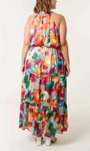 Load image into Gallery viewer, WATERCOLOUR FLORAL HALTER NECK MAXI DRESS