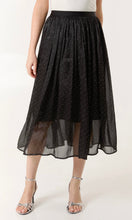 Load image into Gallery viewer, BLACK MESH SHIMMER MIDI SKIRT