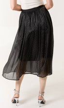 Load image into Gallery viewer, BLACK MESH SHIMMER MIDI SKIRT