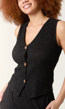Load image into Gallery viewer, BLACK TEXTURED BUTTON-UP WAISTCOAT &amp; TROUSER CO - ORD SET
