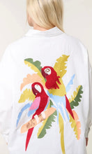Load image into Gallery viewer, WHITE EMBELLISHED &amp; EMBROIDERED PARROT SHIRT