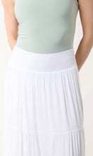 Load image into Gallery viewer, WHITE SHIRRED TIERED MAXI SKIRT