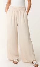 Load image into Gallery viewer, CREAM ELASTICATED WAIST POCKETS WIDE LEG TROUSERS
