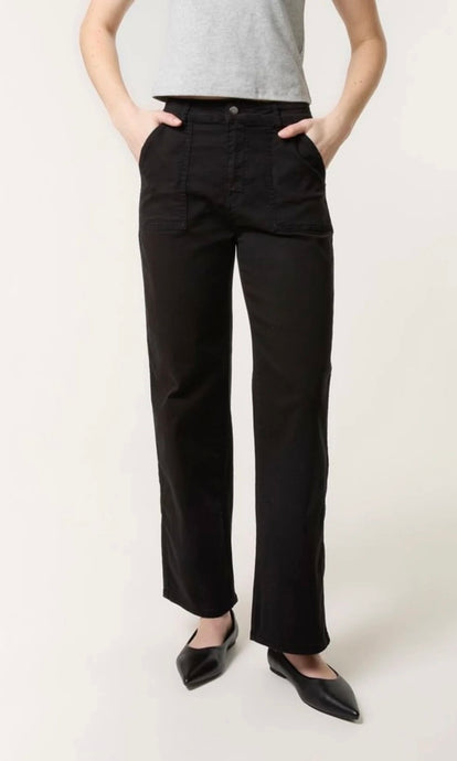 BLACK WIDE LEG COTTON TROUSER JEANS