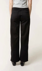 BLACK WIDE LEG COTTON TROUSER JEANS