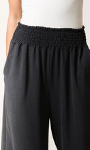 Load image into Gallery viewer, BLACK ELASTICATED WAIST POCKETS WIDE LEG TROUSERS