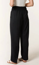 Load image into Gallery viewer, BLACK ELASTICATED WAIST POCKETS WIDE LEG TROUSERS