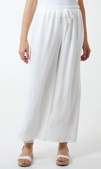 OFF WHITE DRAWSTRING VISCOSE CREPE TROUSER