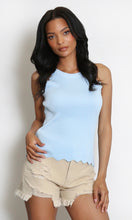 Load image into Gallery viewer, Blue Scallop Hem Racer Fine Knit Vest Top
