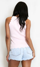 Load image into Gallery viewer, Pink Scallop Hem Racer Fine Knit Vest Top
