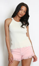 Load image into Gallery viewer, Yellow Scallop Hem Racer Fine Knit Vest Top