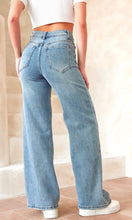 Load image into Gallery viewer, Mid Blue Wash Wide Straight Leg Jeans