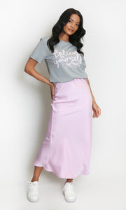 Candy Pink Satin High Waist Maxi Skirt