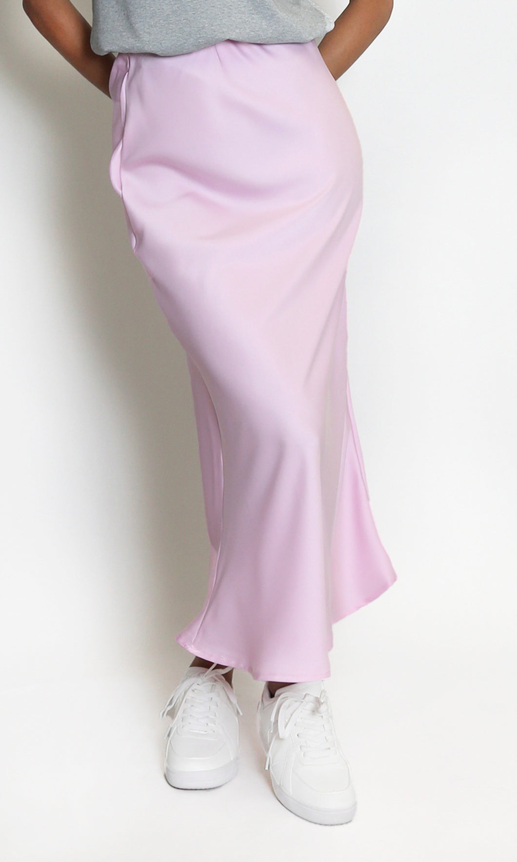 Candy Pink Satin High Waist Maxi Skirt