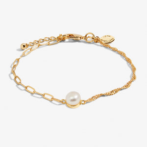 Stacks Of Style Set Of 2 Bracelets In White Pearl And Gold Plating