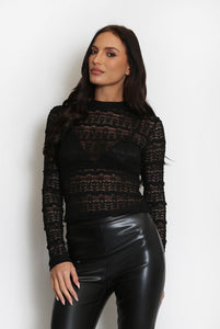 Lace Mesh Cropped Top