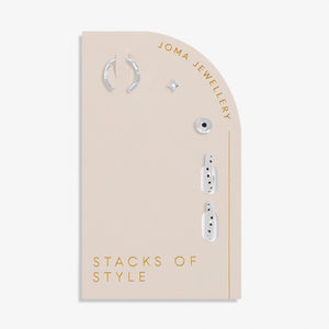 Stacks Of Style Set Of Earrings In Silver Gem And Silver Plating