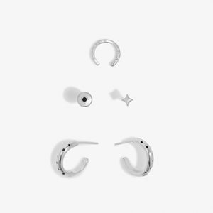 Stacks Of Style Set Of Earrings In Silver Gem And Silver Plating