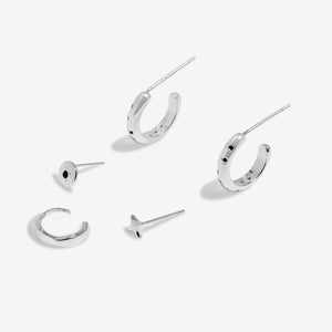 Stacks Of Style Set Of Earrings In Silver Gem And Silver Plating
