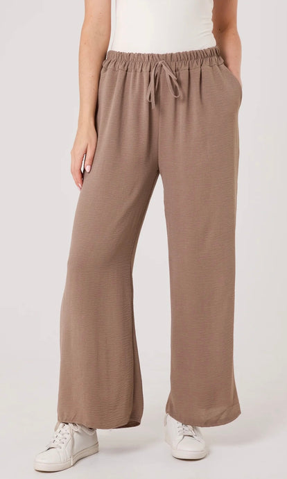 MOCHA DRAWSTRING VISCOSE CREPE TROUSER