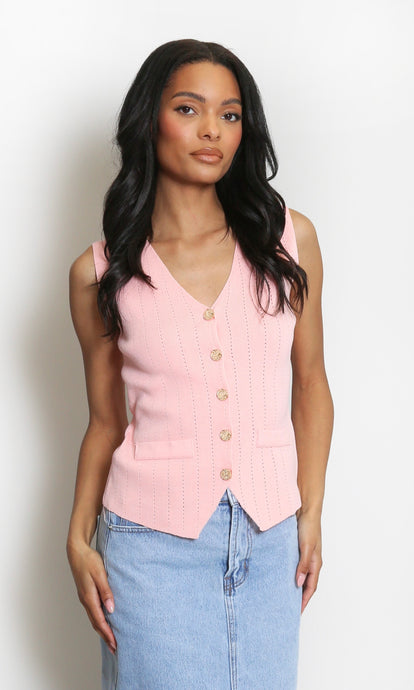 Rose Pink Fine Knit Waistcoat