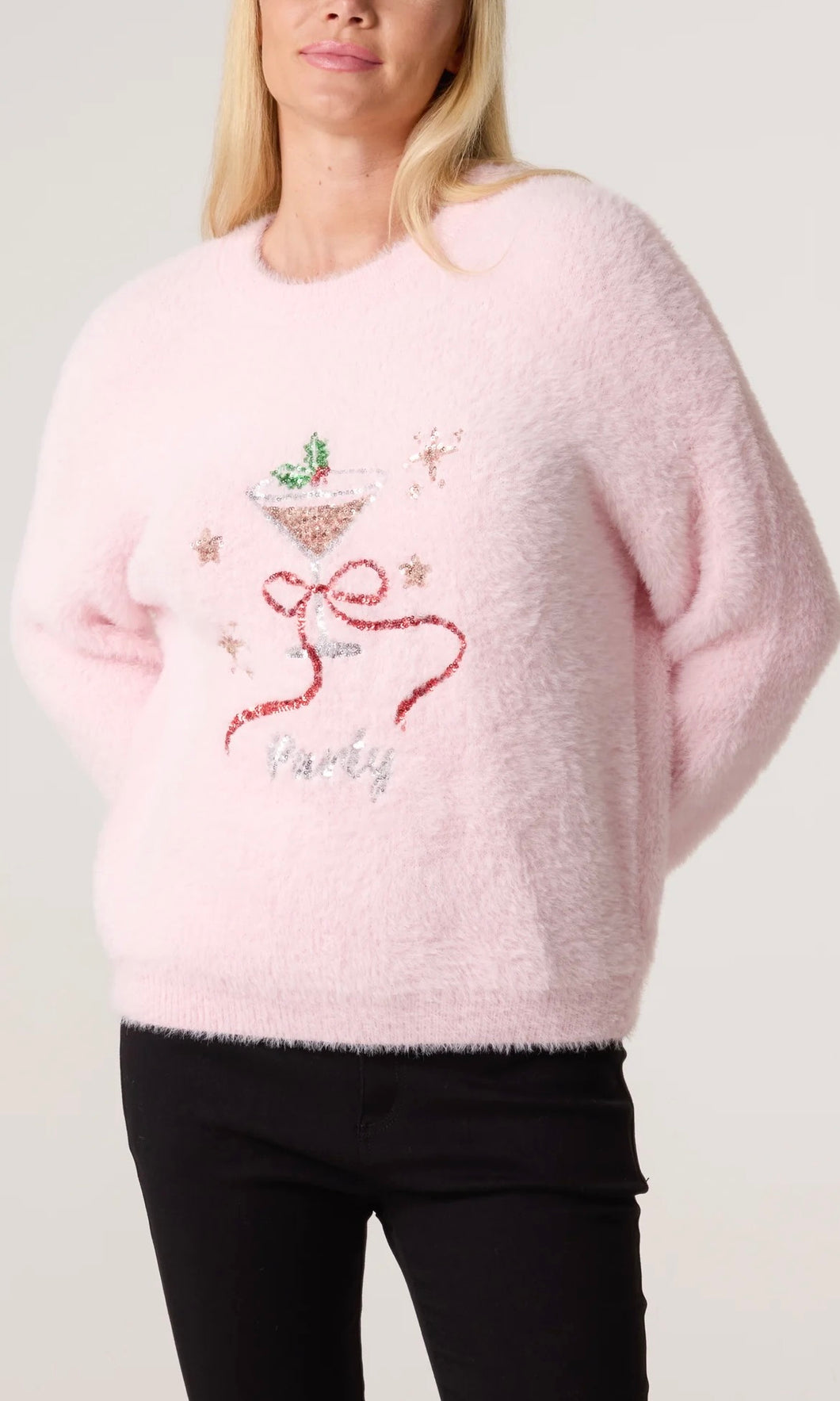 PINK PARTY COCKTAIL FLUFFY JUMPER