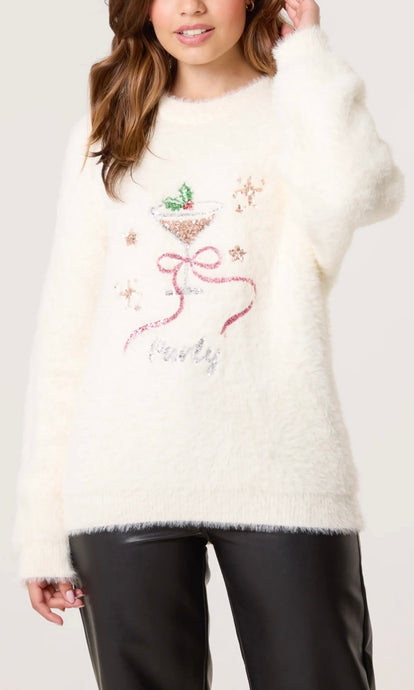 CREAM PARTY COCKTAIL FLUFFY JUMPER