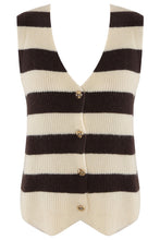 Load image into Gallery viewer, Stripes Knit Sleeveless Cardigan