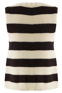 Stripes Knit Sleeveless Cardigan