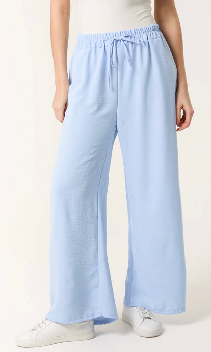 LIGHT BLUE DRAWSTRING VISCOSE CREPE TROUSER