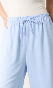 LIGHT BLUE DRAWSTRING VISCOSE CREPE TROUSER